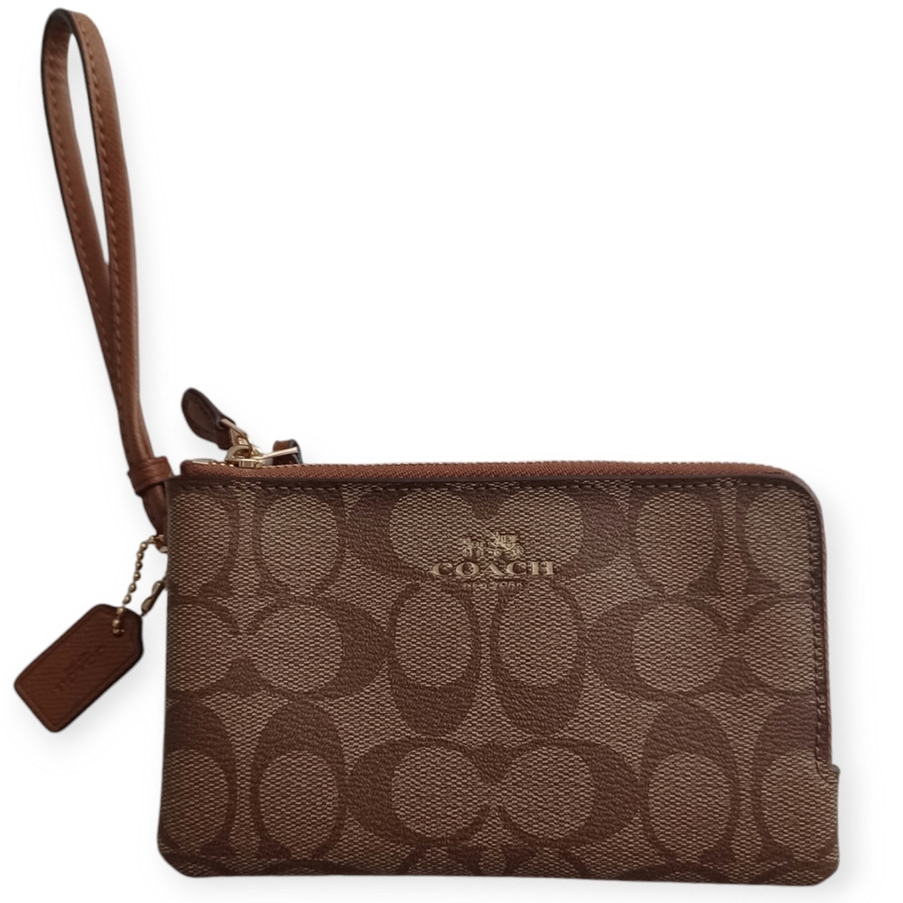 COACH Double Zip Wristlet In Signature Canvas F87591